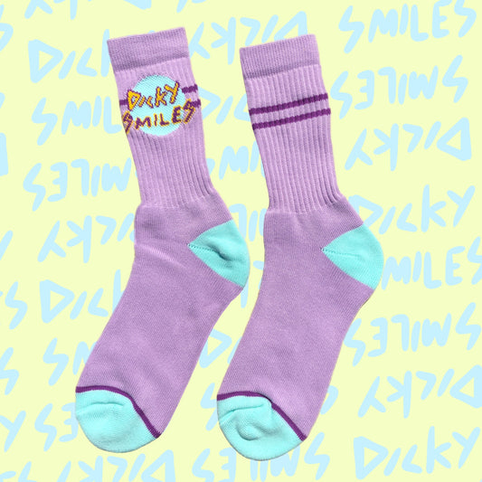 Retro Dicky Smiles Socks in Lavender