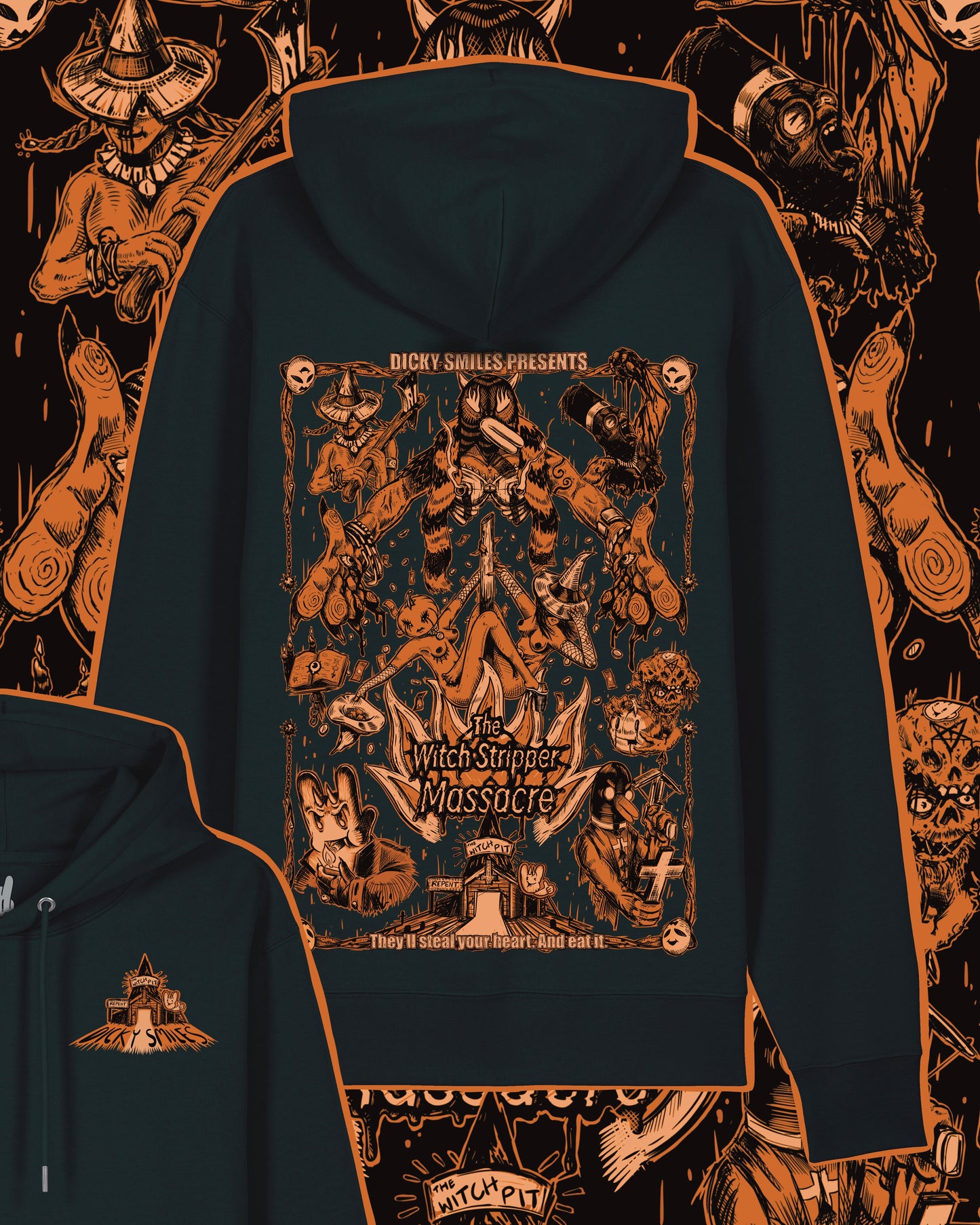 Witch Strippers Unisex Black Organic Cotton Hoodie