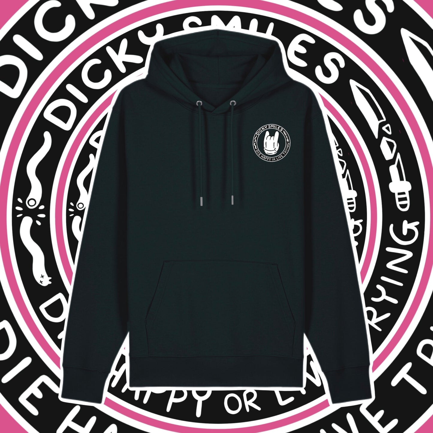 Dicky Smiles Unisex Black Hoodie image 2