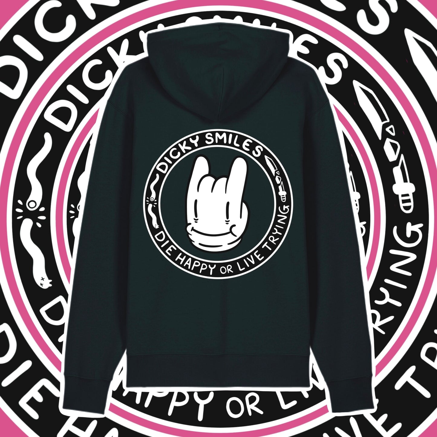 Dicky Smiles Unisex Black Hoodie image 0