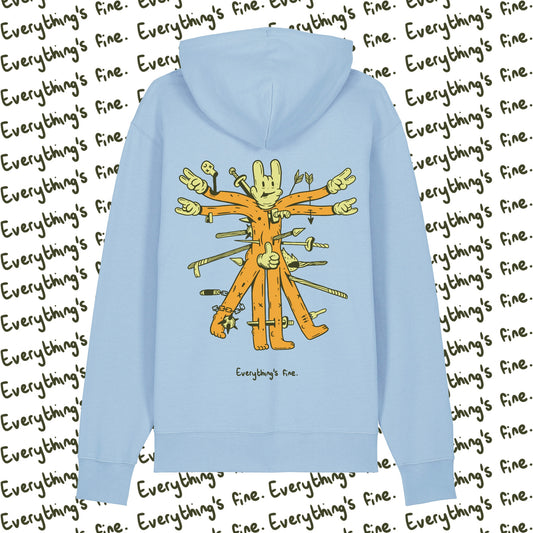 Everything's Fine Unisex Blue Organic Cotton Hoodie