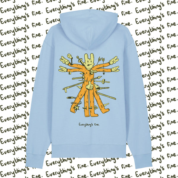 Everything's Fine Unisex Blue Organic Cotton Hoodie