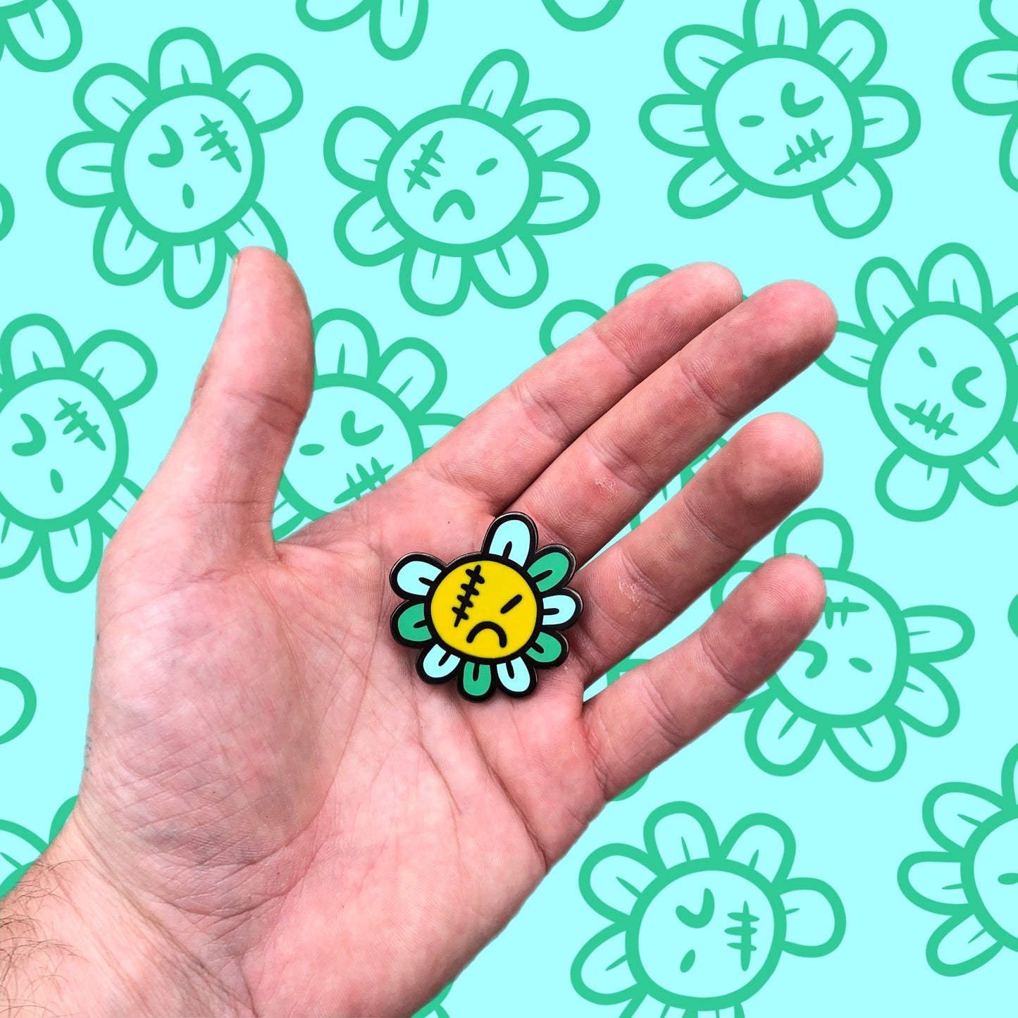 Grumpy Flower Hard Enamel Pin Badge 40mm