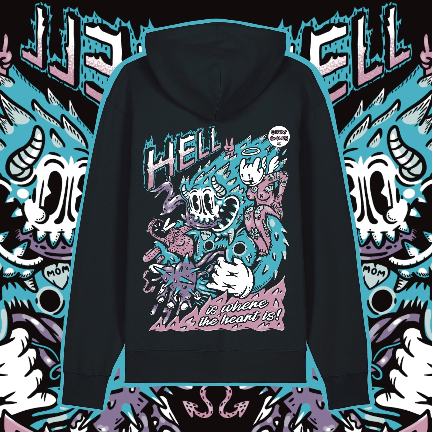 Hell Is Where The Heart Is Black Unisex Organic Cotton Hoodie
