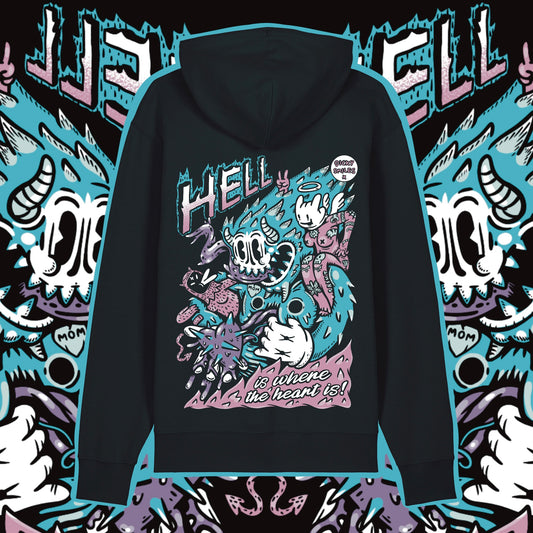 Hell Is Where The Heart Is Black Unisex Organic Cotton Hoodie