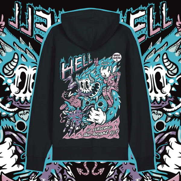 Hell Is Where The Heart Is Black Unisex Organic Cotton Hoodie