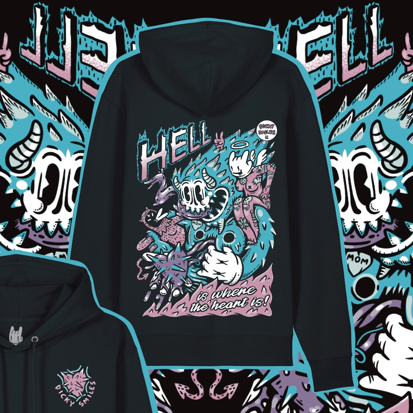 Hell Is Where The Heart Is Black Unisex Organic Cotton Hoodie
