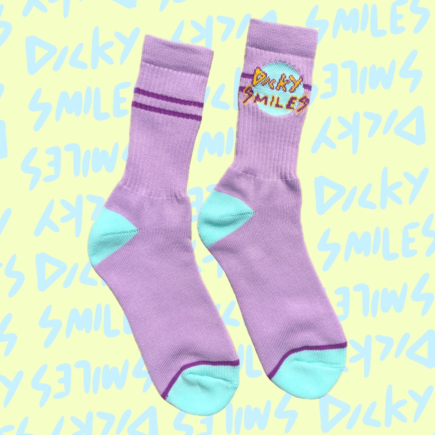 Retro Dicky Smiles Socks in Lavender