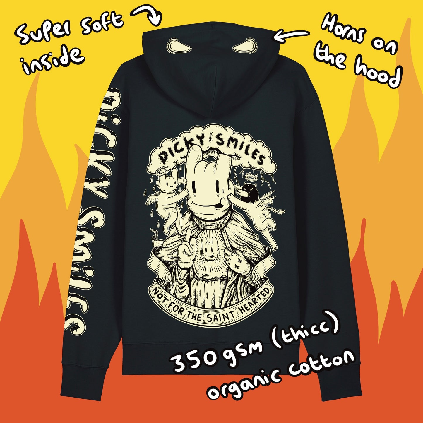 Not For The Saint Hearted Black Unisex Organic Cotton Hoodie