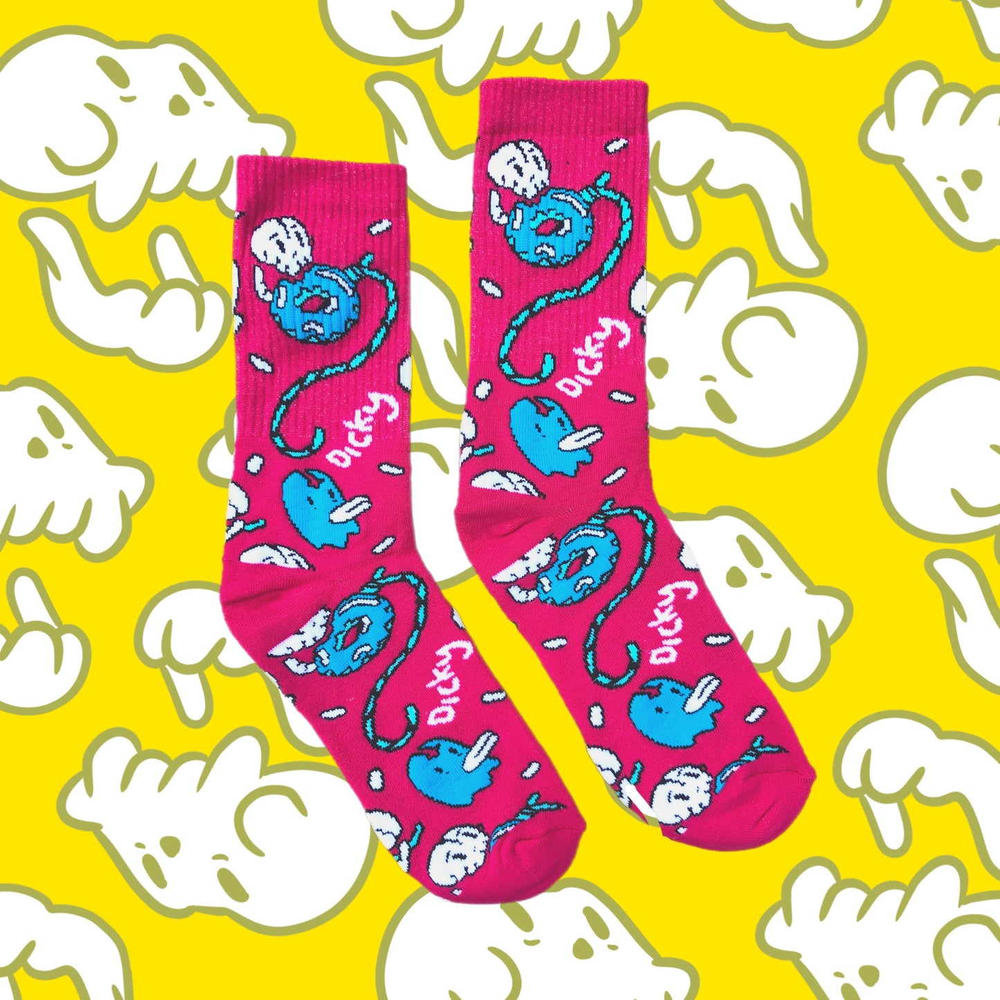 Pink Skulls n' Donuts Pink & Blue Socks