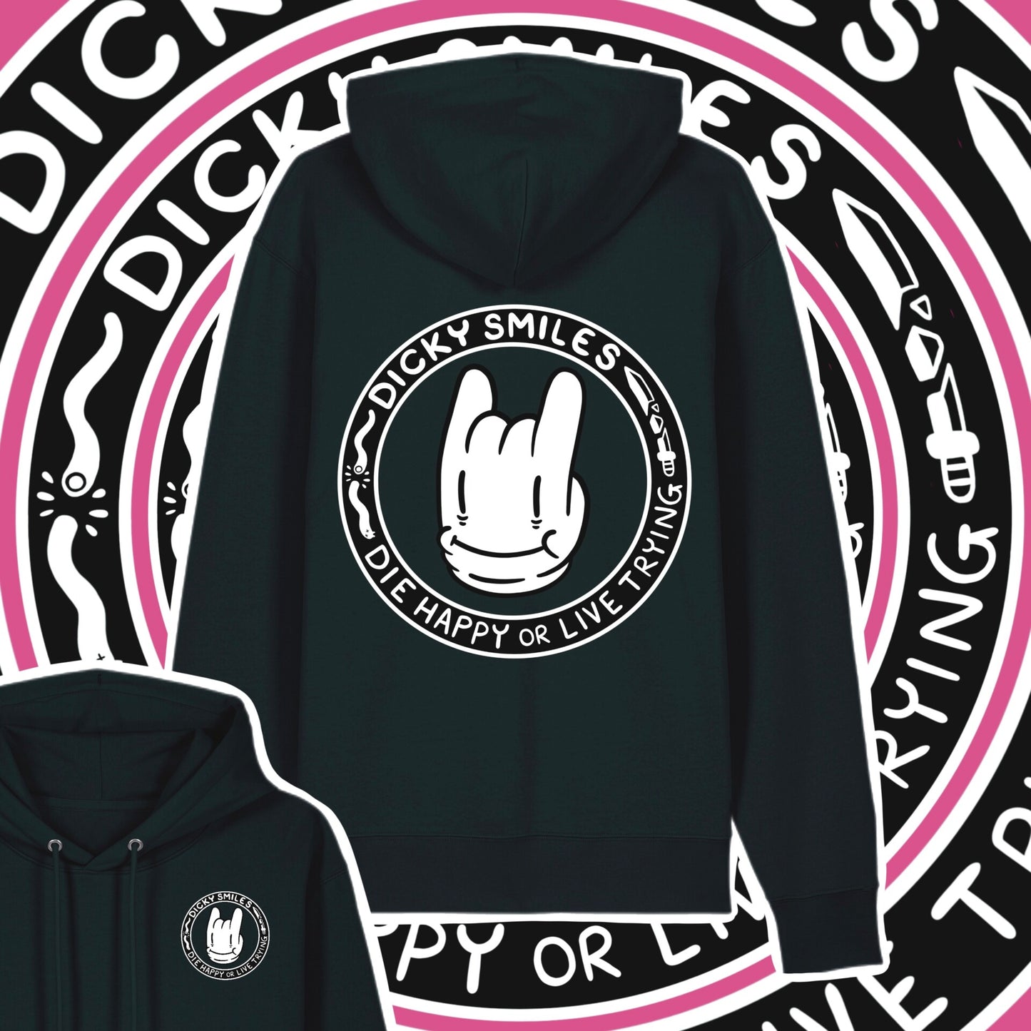 Dicky Smiles Unisex Black Hoodie image 1