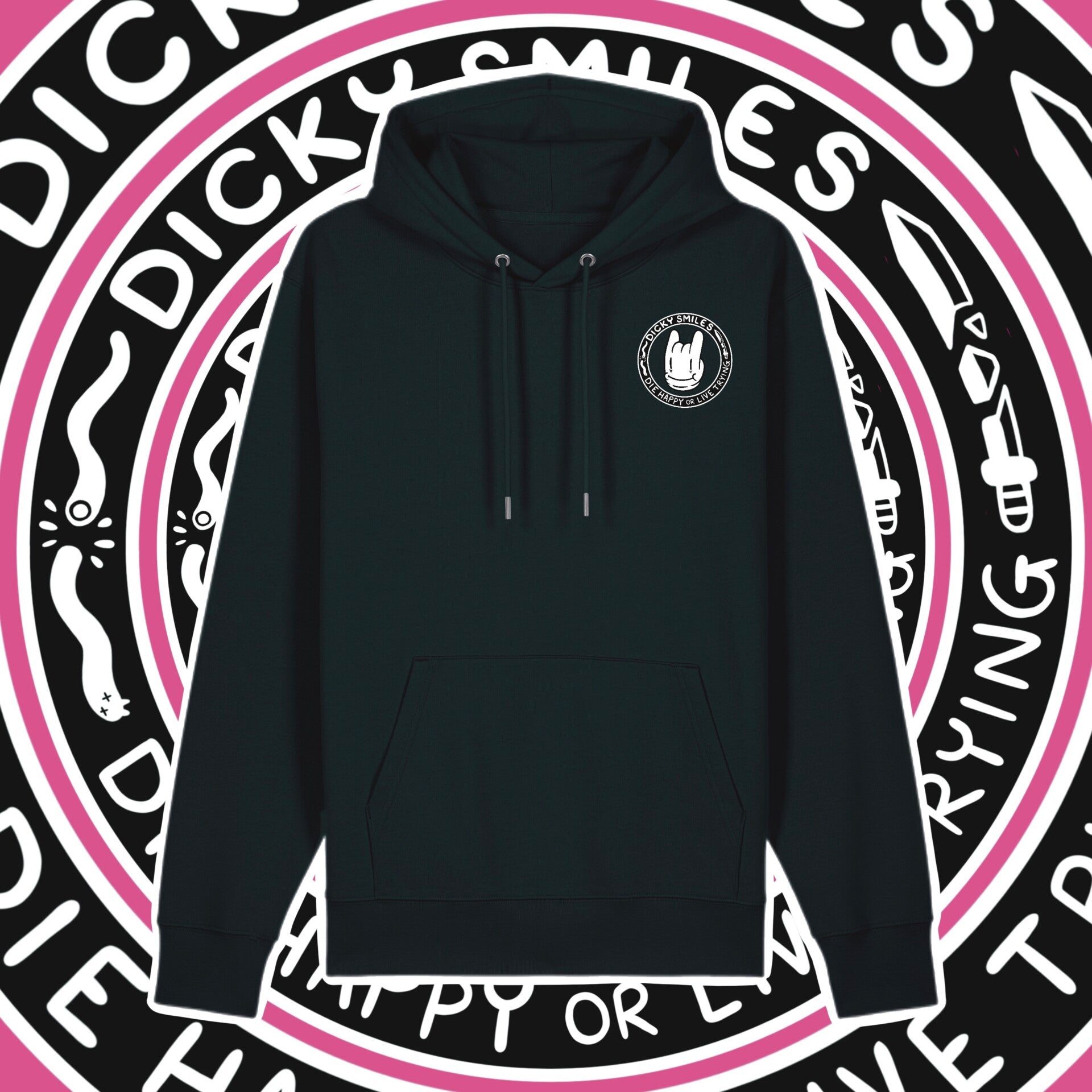 Dicky Smiles Unisex Black Hoodie image 2