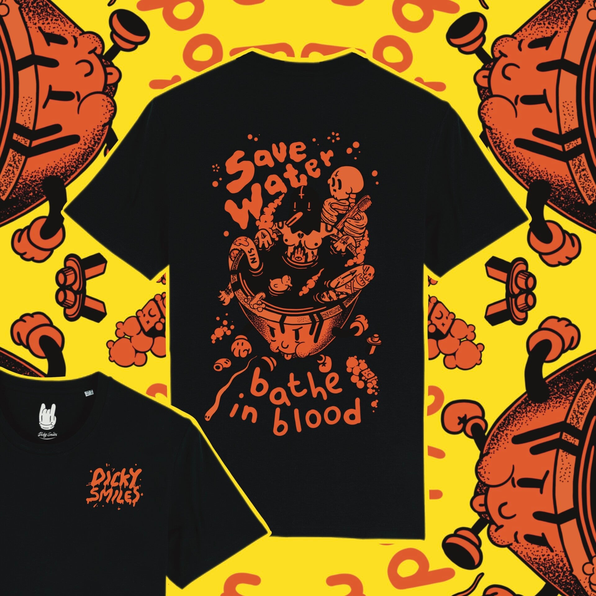 Bathe in Blood Black Organic Cotton Unisex T-shirt image 2