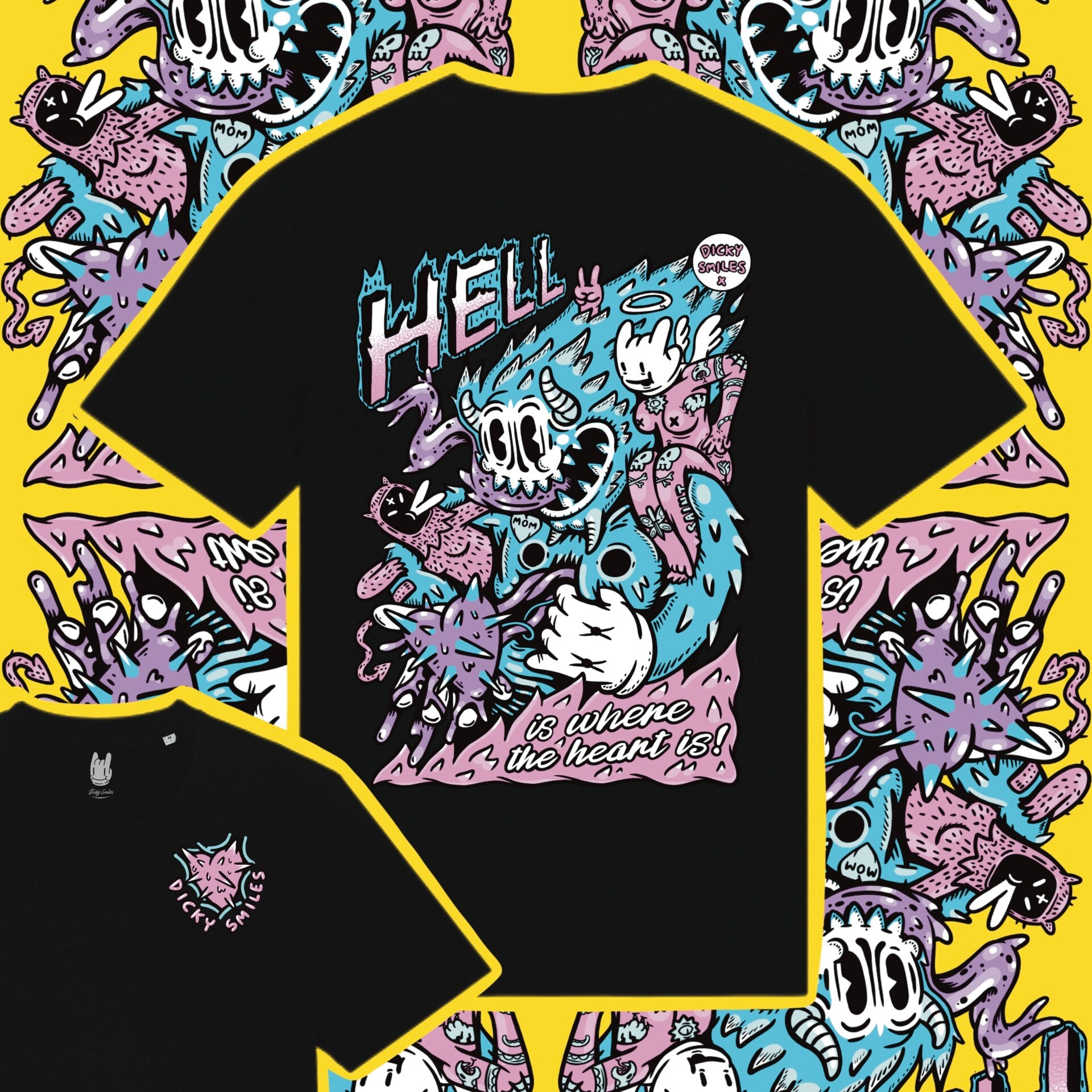 Hell Is Where The Heart Is Black Organic Cotton Unisex T-shirt image 2