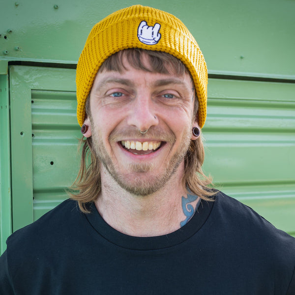 Dicky Logo Organic Cotton Beanie in Mustard