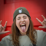 Dicky Logo Organic Cotton Beanie in Olive Green