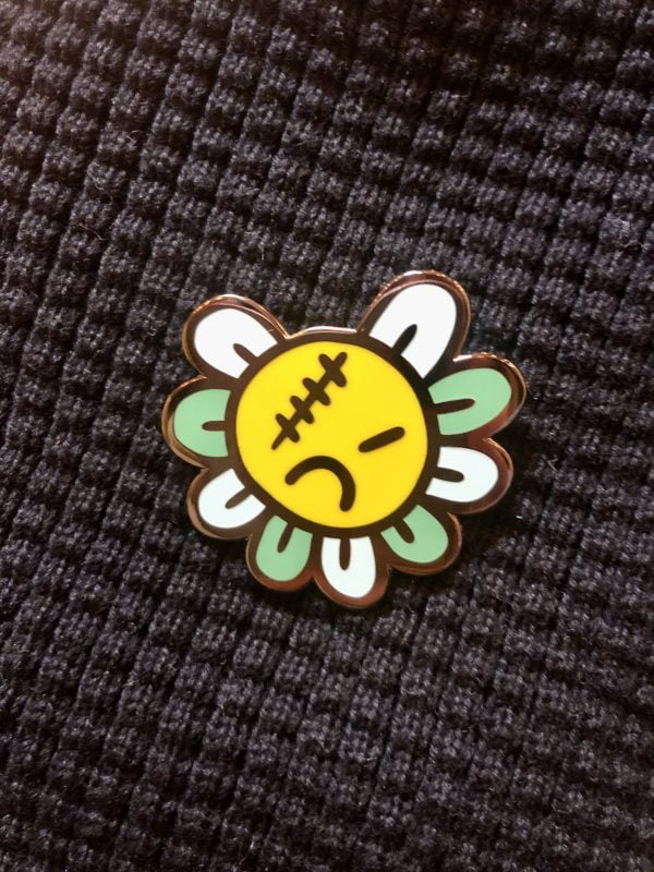 Grumpy Flower Hard Enamel Pin Badge 40mm - Image 2