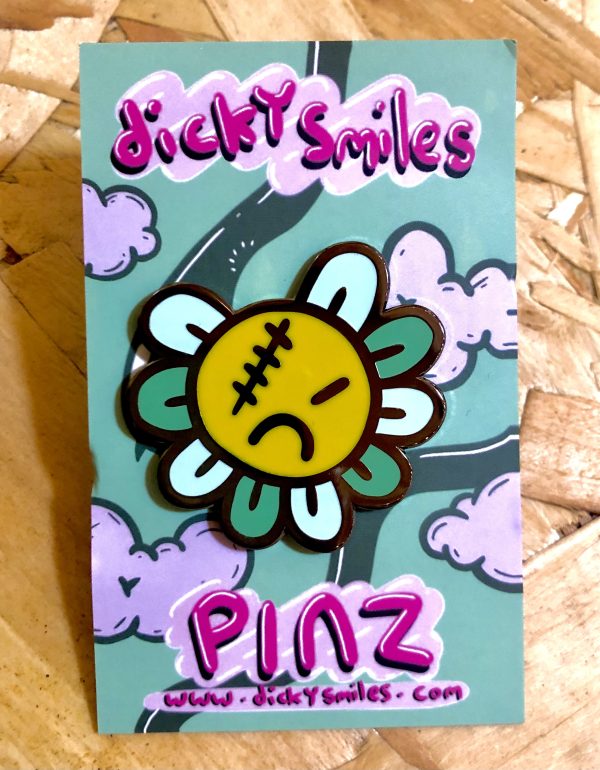 Grumpy Flower Hard Enamel Pin Badge 40mm