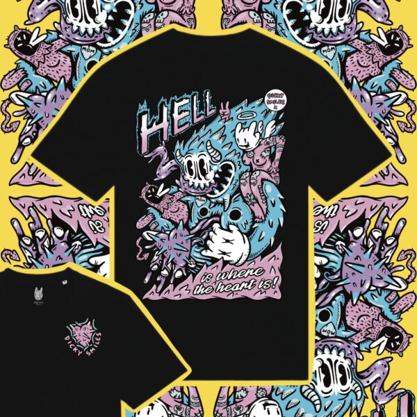 Hell Is Where The Heart Is Black Organic Cotton Unisex T-shirt - Image 3