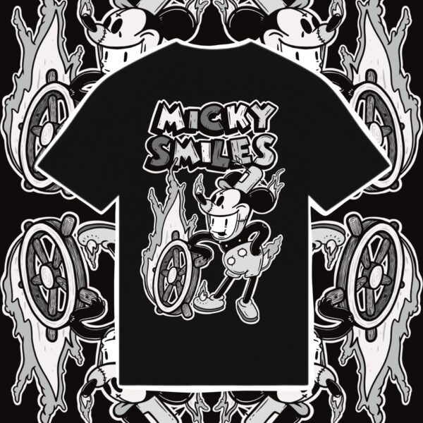 Micky Smiles Black Unisex Organic T-Shirt