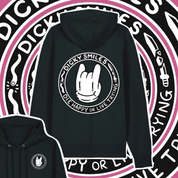 Dicky Smiles Unisex Black Hoodie - Image 2