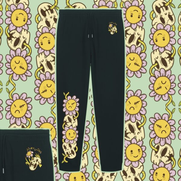 Dicky Smiles Black Skulls & Flowers Joggers - Image 2
